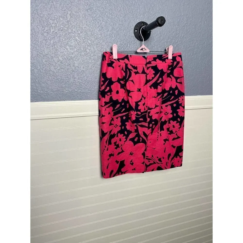 J. Crew Navy/Pink Floral Pencil Skirt
